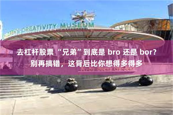 去杠杆股票 “兄弟”到底是 bro 还是 bor？别再搞错，这背后比你想得多得多