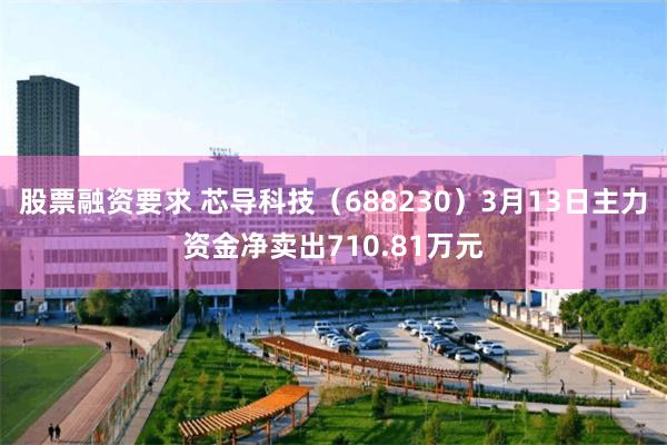 股票融资要求 芯导科技（688230）3月13日主力资金净卖出710.81万元